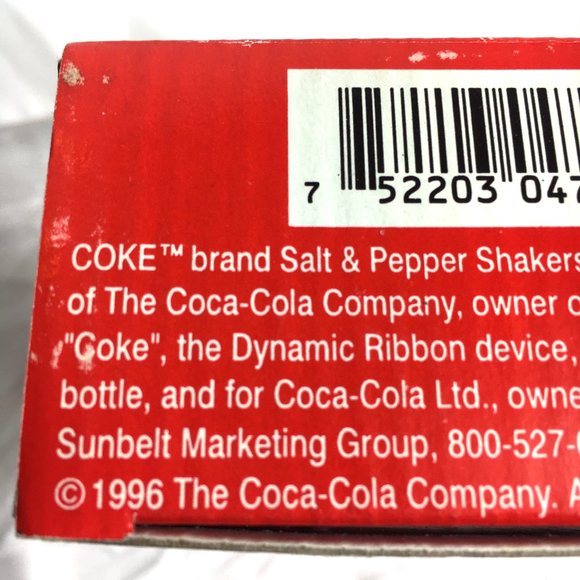 1996 Coca Cola Salt and Pepper Shakers Vintage NIB - Picture 3 of 6